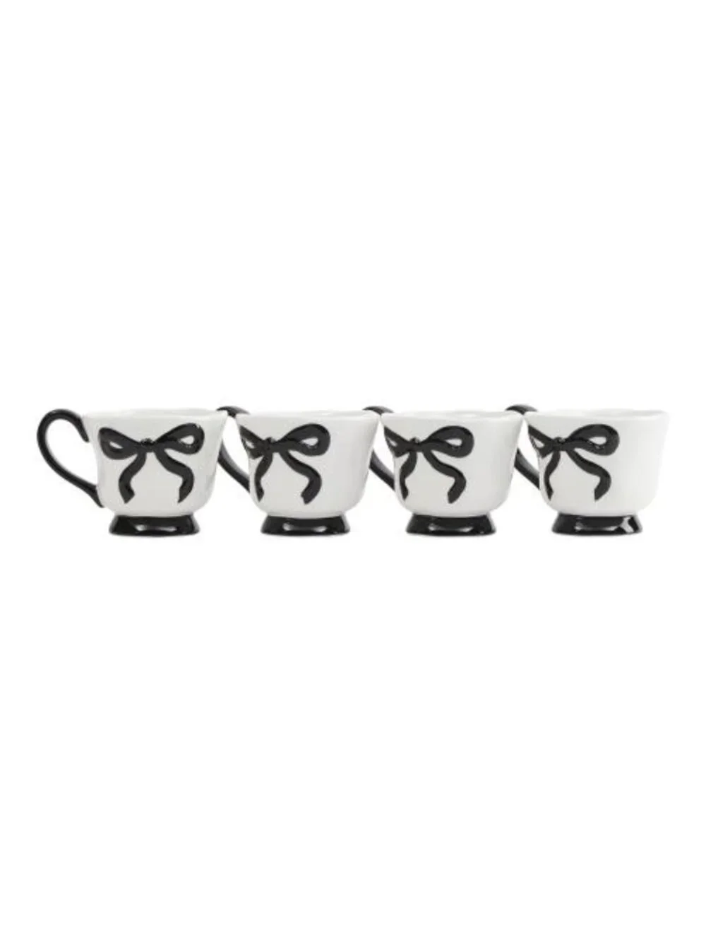 BELLA LUX Set Of 4‎ Hand Painted Bow Mugs Coquette Cottagecore